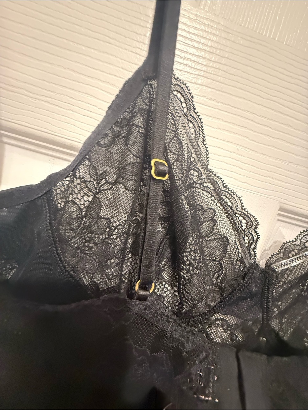 Victorias Secret Black Lace Satin Slip with Garter Straps Large - Picture 9 of 11